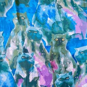 Lora Zombie Galaxy Cats Silk Scarf - Very Rare piece of wearable art!
